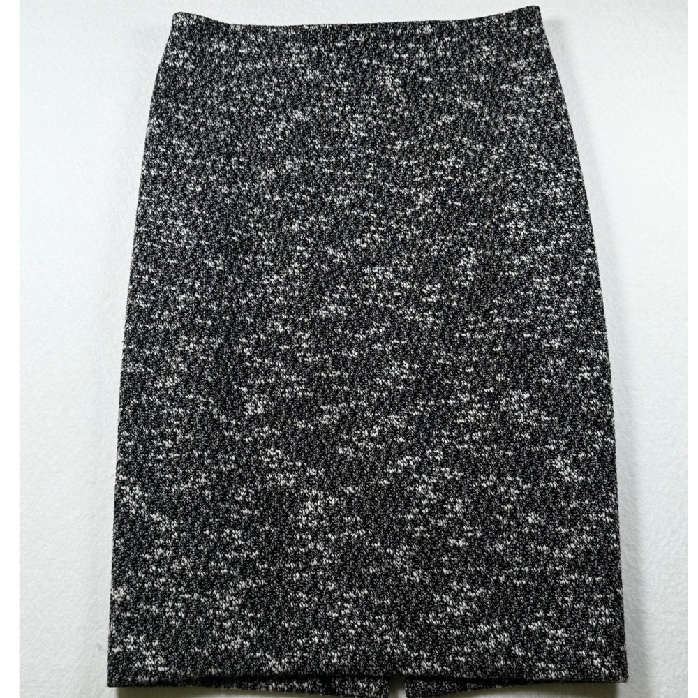 Ann Taylor Tweed Pencil Skirt Women's Size 2 Black White Office Stretch Skirt